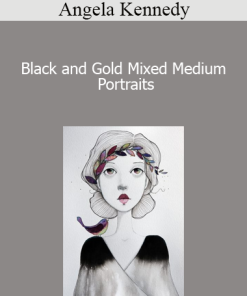 Angela Kennedy - Black and Gold Mixed Medium Portraits